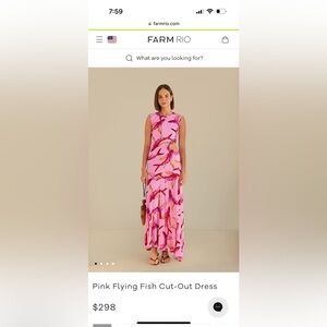 Farm rio NWT pink flying fish cut out dress small